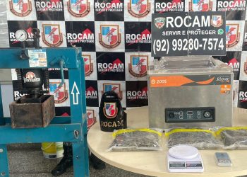 Polícia Militar do Amazonas apreende máquina de embalar drogas e três pacotes de maconha em Manaus
